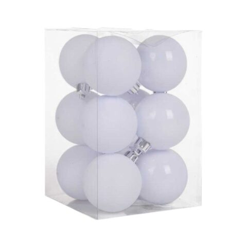 Σετ Χριστουγεννιάτικες μπάλες - 8cm - 12pcs - 326062 - White