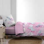 Σετ Παπλωματοθήκη-Μαξιλαροθήκη Douceur D'intérieur Licorne - 140X200Cm - 2 Τμχ