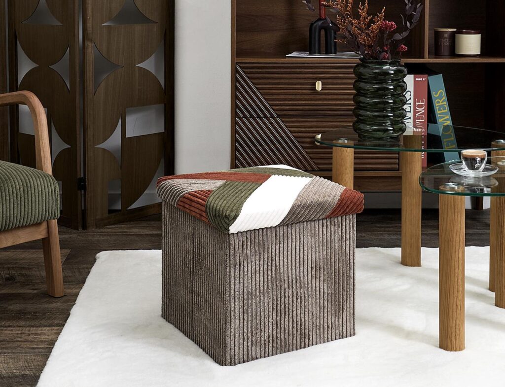 Σκαμπό & Πουφ Patchwork Folding Pouffe Box Cotele Scott Hd0550