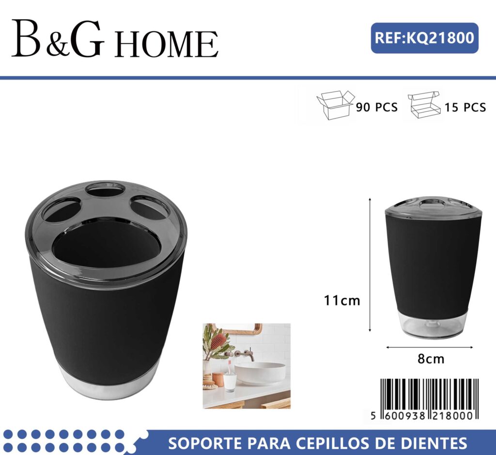 Θήκες οδοντόβουρτσας πλαστικές σε σετ 5Χ - Black - 21800
