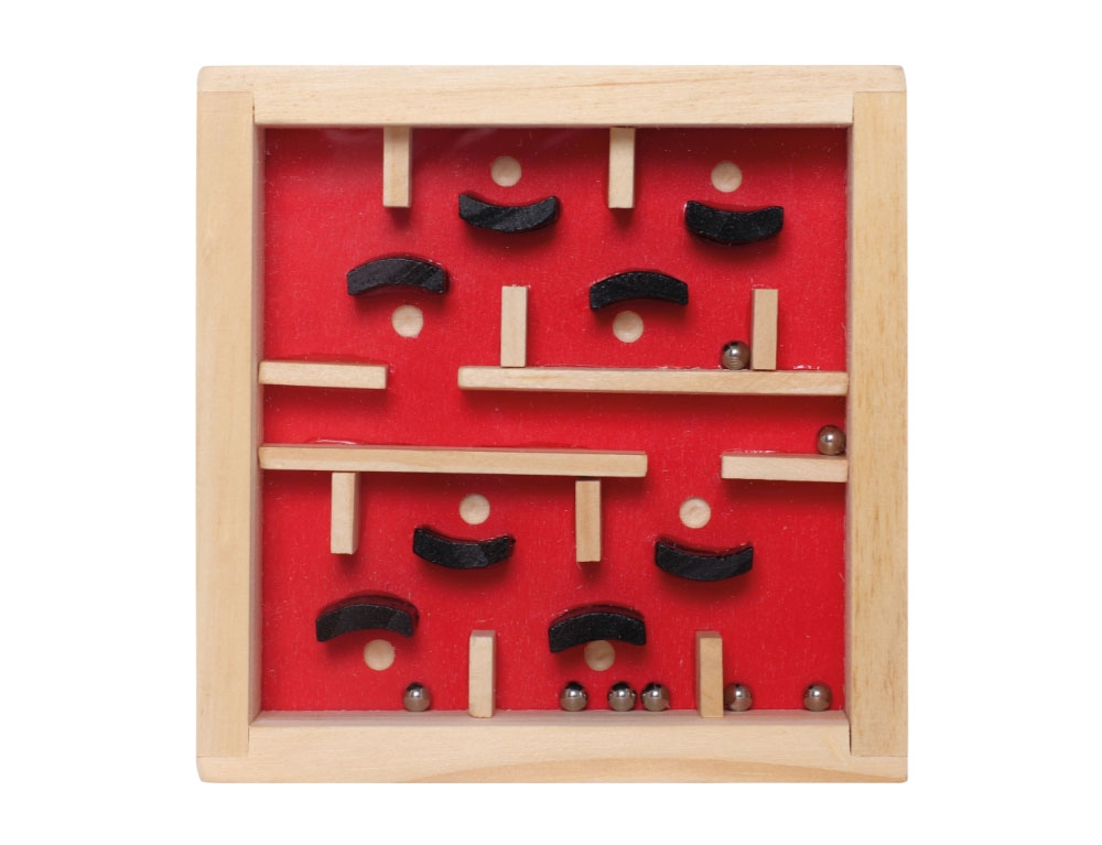 Το Θυμάσαι; (Παιχνίδια Ρετρό Από Τα Παλιά) Wooden Game Of Skill, Labyrinth, Made Of Wood, Red