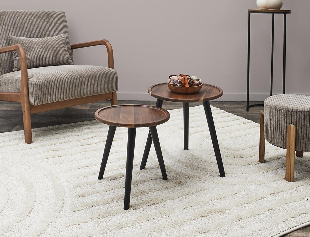Τραπεζάκια Σαλονιού Round Nesting Table Acacia X2 Hd0290