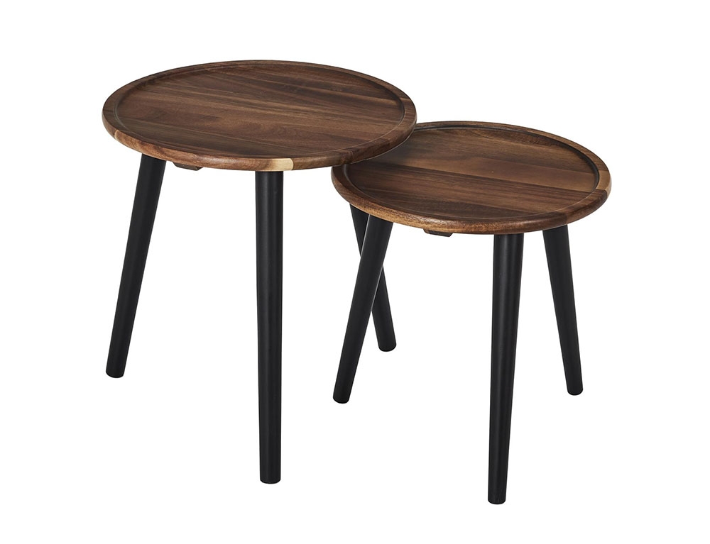 Τραπεζάκια Σαλονιού Round Nesting Table Acacia X2 Hd0290