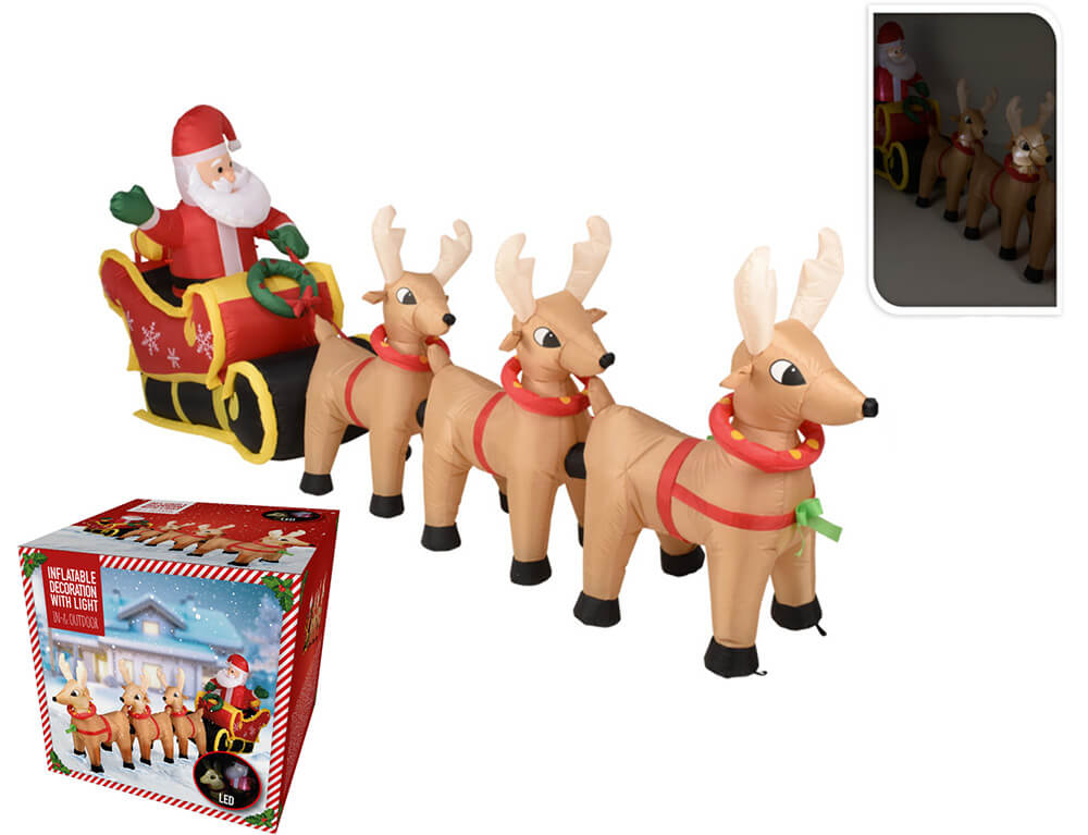 Εορταστική Διακόσμηση Μεγάλου Μεγέθους Santa With Sleigh Led 340Cm Dh8991040