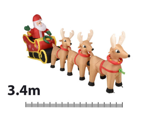 Εορταστική Διακόσμηση Μεγάλου Μεγέθους Santa With Sleigh Led 340Cm Dh8991040