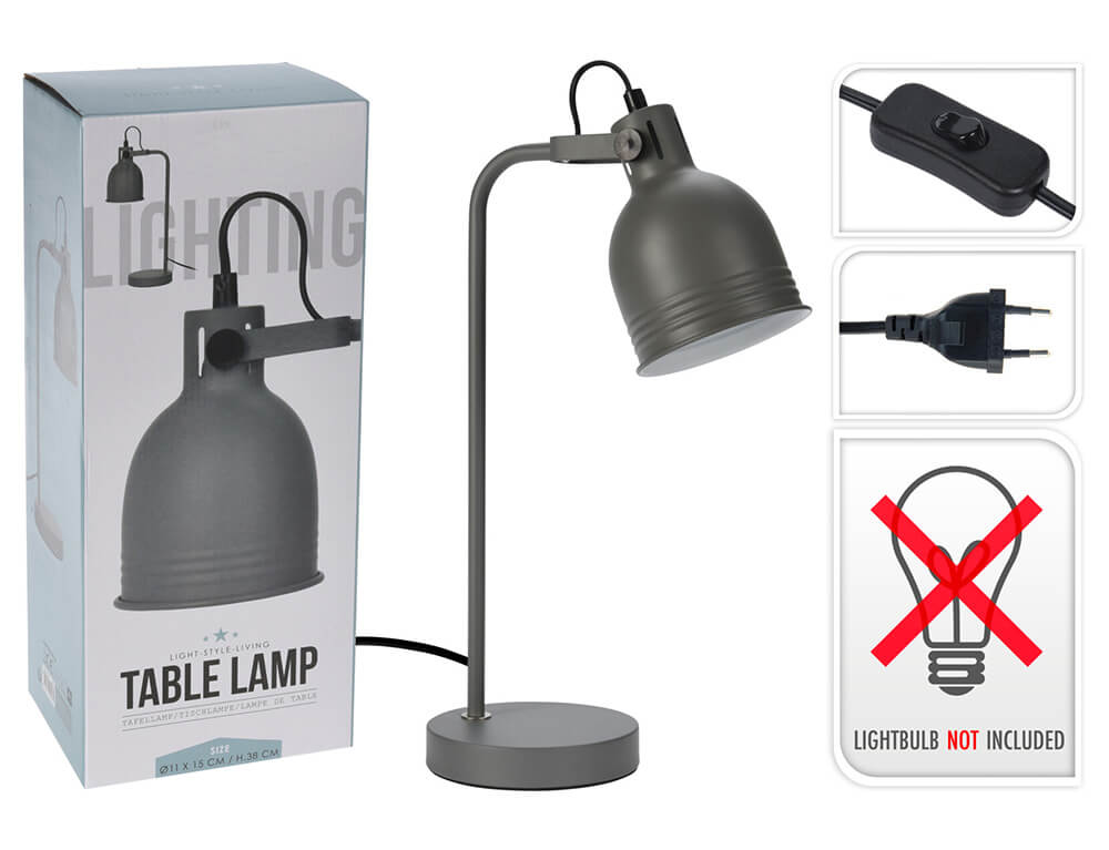 Φωτιστικά Επιδαπέδια & Επιτραπέζια Table Lamp Metal 42Cm Grey Y03000120