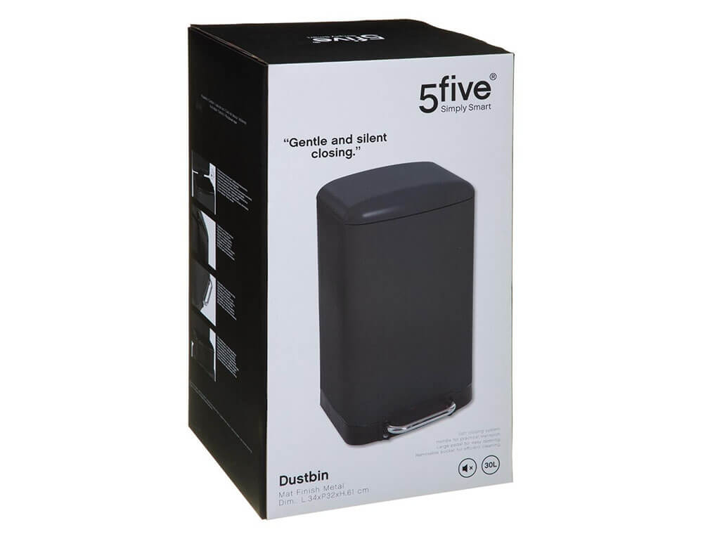 Κάδοι Απορριμάτων 30L Metal Dustbin Ariane Black Five 133684