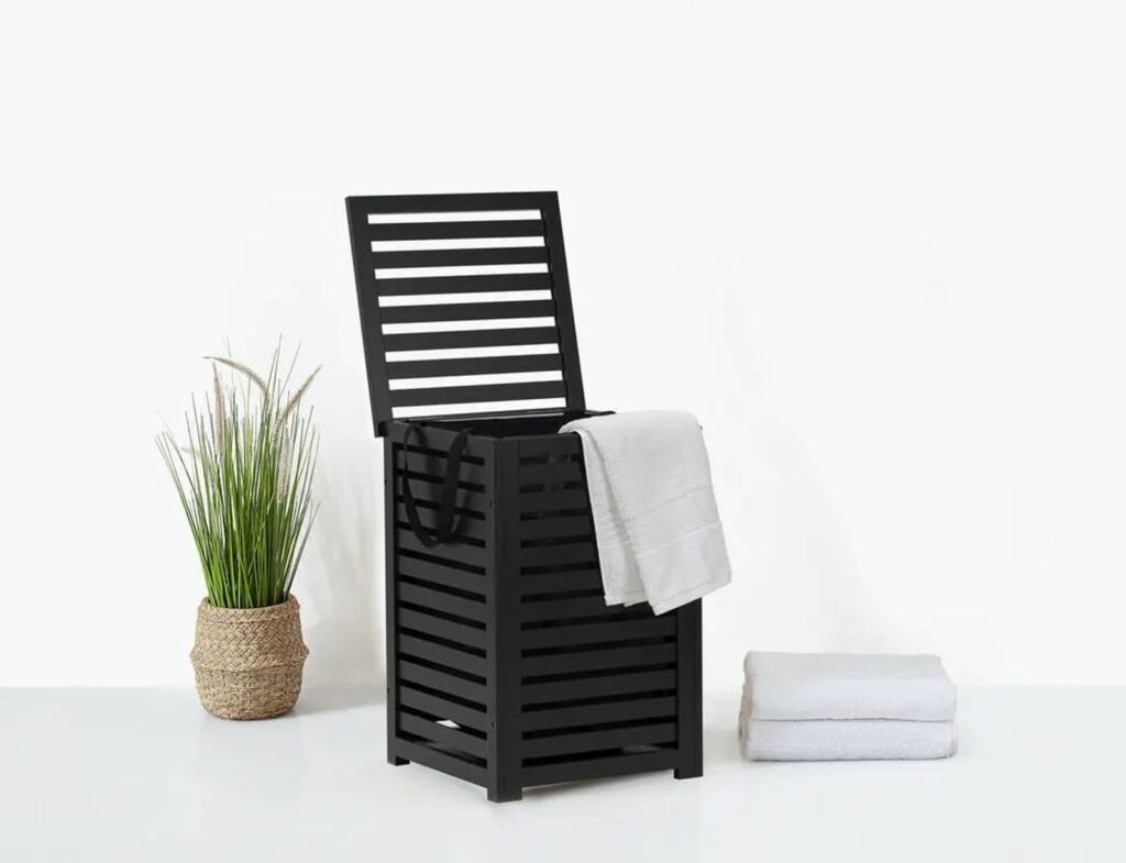 Καλάθια Για Άπλυτα 65L Black Wood Laundry Basket Marque : Five