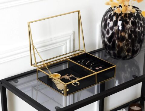 Κοσμηματοθήκες Glass And Black Velvet Jewellery Box