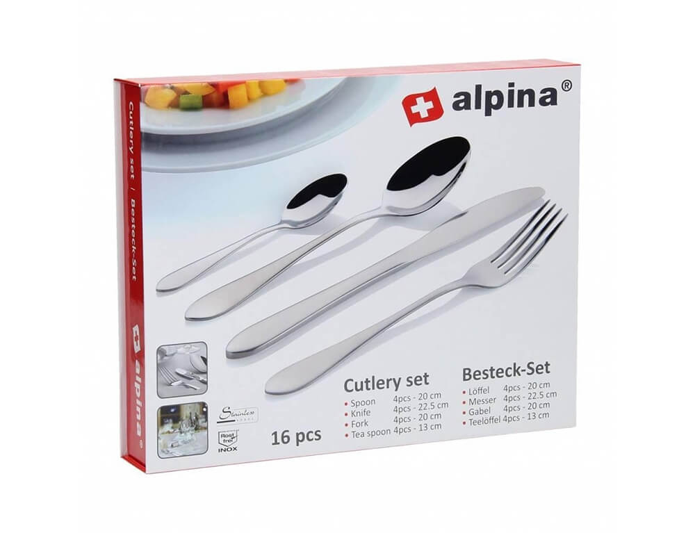 Μαχαιροπίρουνα Cutlery Set 16Pc Alpina Ss18/0 Cb Mirror Polish