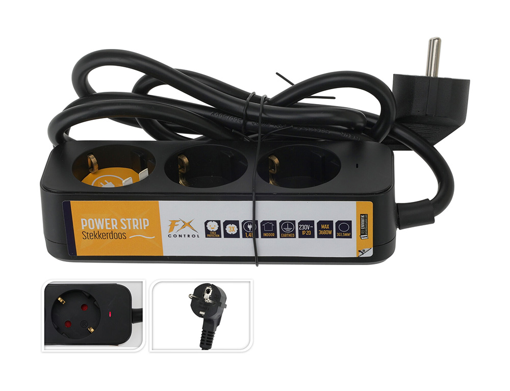 Πολύμπριζα Power Socket Fx Tools 3Way 140Cm Black K16000520