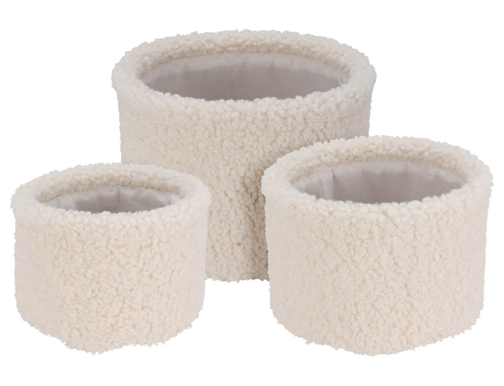 Ψάθινα & Υφασμάτινα Καλάθια Basket 3Pcs Teddy Round White Aae444250