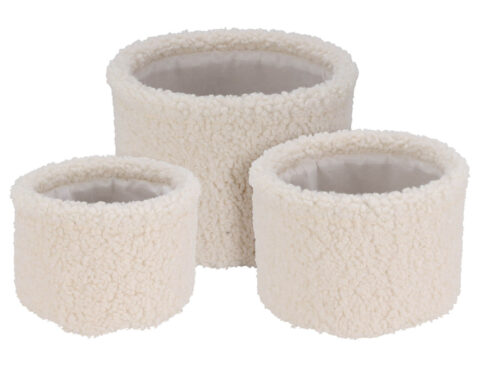Ψάθινα & Υφασμάτινα Καλάθια Basket 3Pcs Teddy Round White Aae444250
