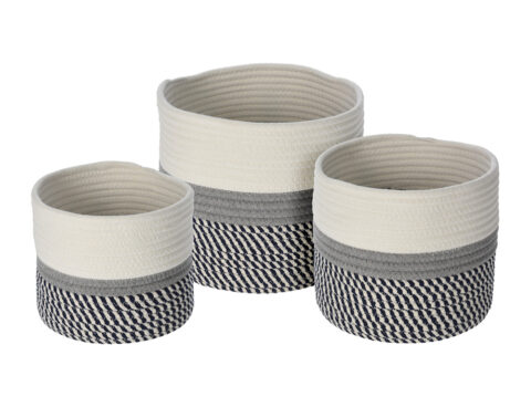 Ψάθινα & Υφασμάτινα Καλάθια Basket Cotton Set Of 3Pcs Kr2800090