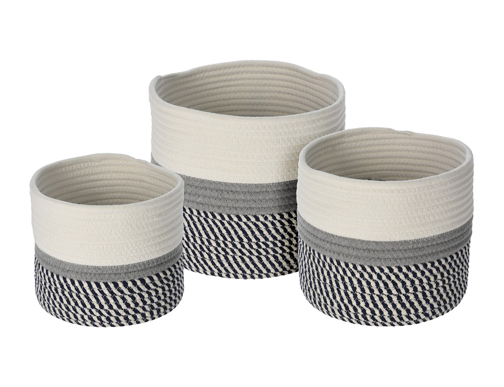 Ψάθινα & Υφασμάτινα Καλάθια Basket Cotton Set Of 3Pcs Kr2800090