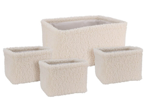 Ψάθινα & Υφασμάτινα Καλάθια Basket Teddy Set Of 4 White Aae444270