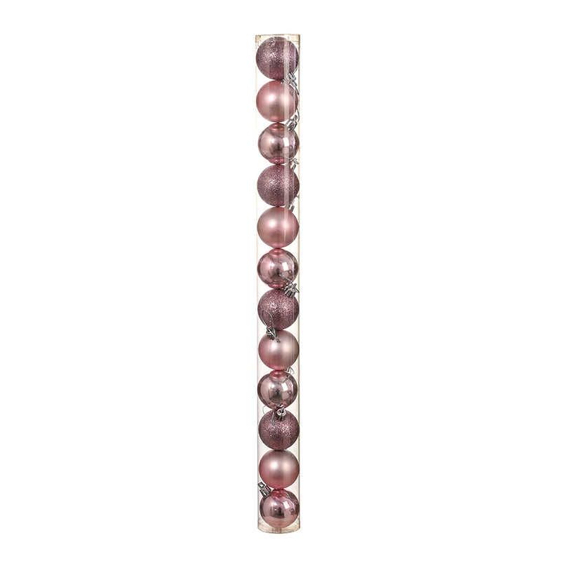 Σετ Χριστουγεννιάτικες μπάλες - 8cm - 12pcs - 326055 - Pink