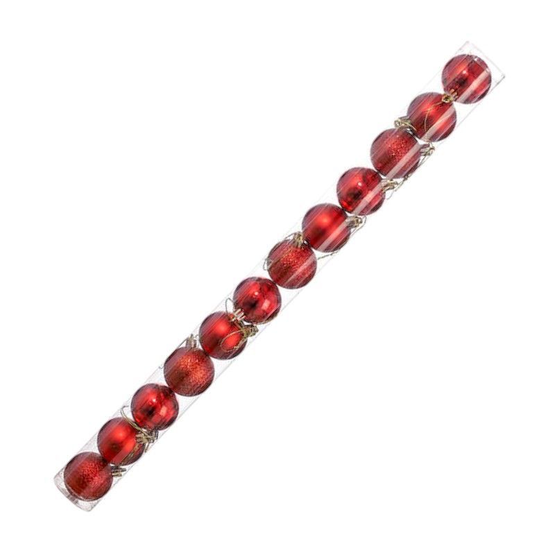 Σετ Χριστουγεννιάτικες μπάλες - 8cm - 12pcs - 326055 - Red