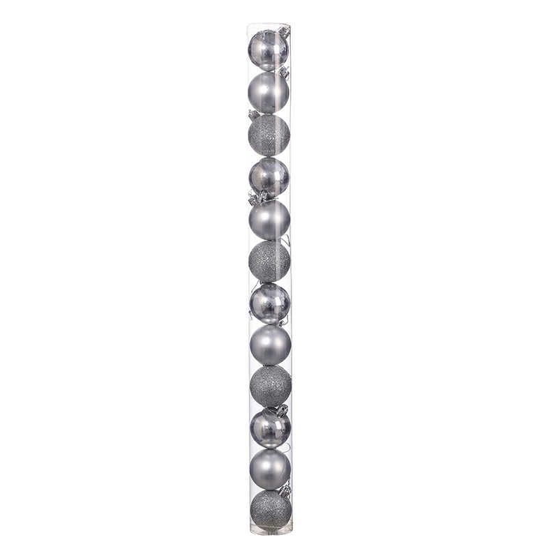 Σετ Χριστουγεννιάτικες μπάλες - 8cm - 12pcs - 326055 - Silver