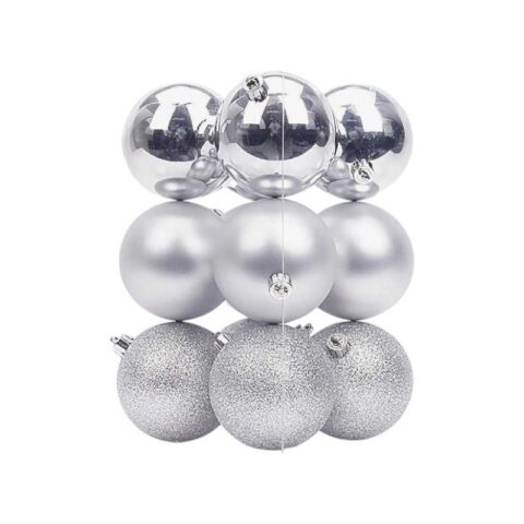 Σετ Χριστουγεννιάτικες μπάλες - 8cm - 12pcs - 326079 - Silver