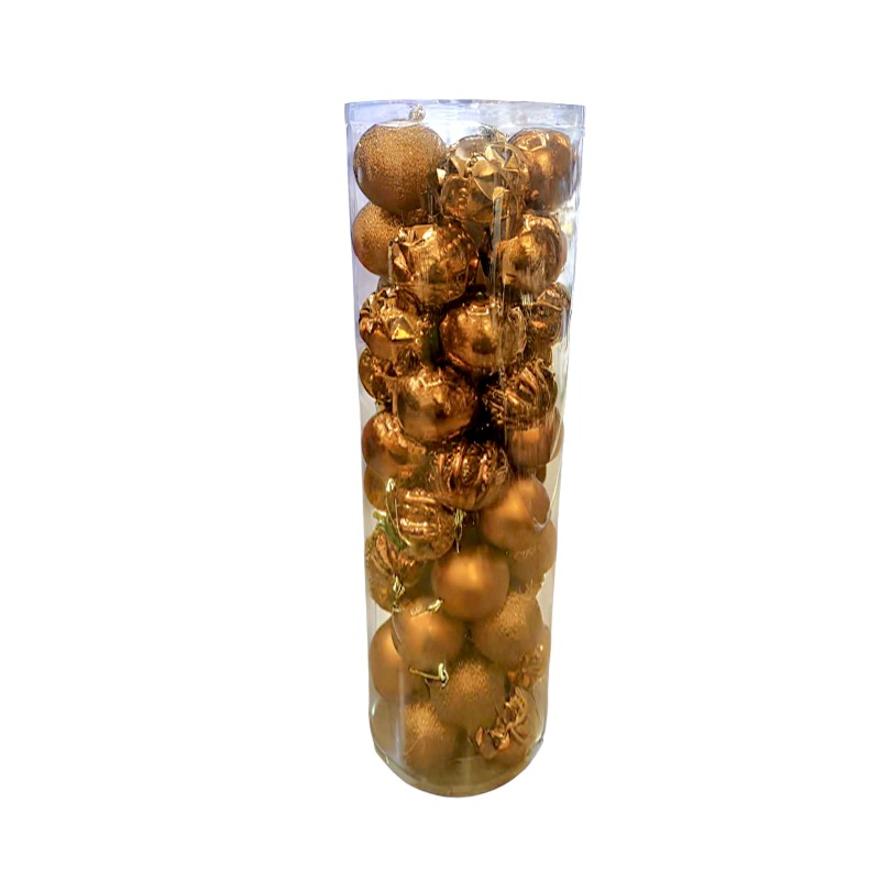 Σετ Χριστουγεννιάτικες μπάλες - 8cm - 50pcs - 326116 - Gold
