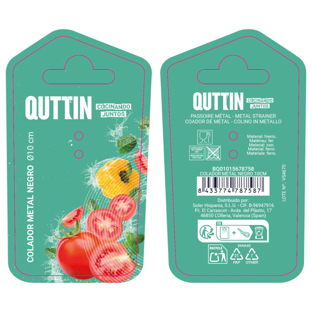 Σουρωτήρι Quttin Μαύρο Μέταλλο Ø 10 cm (24 Μονάδες)