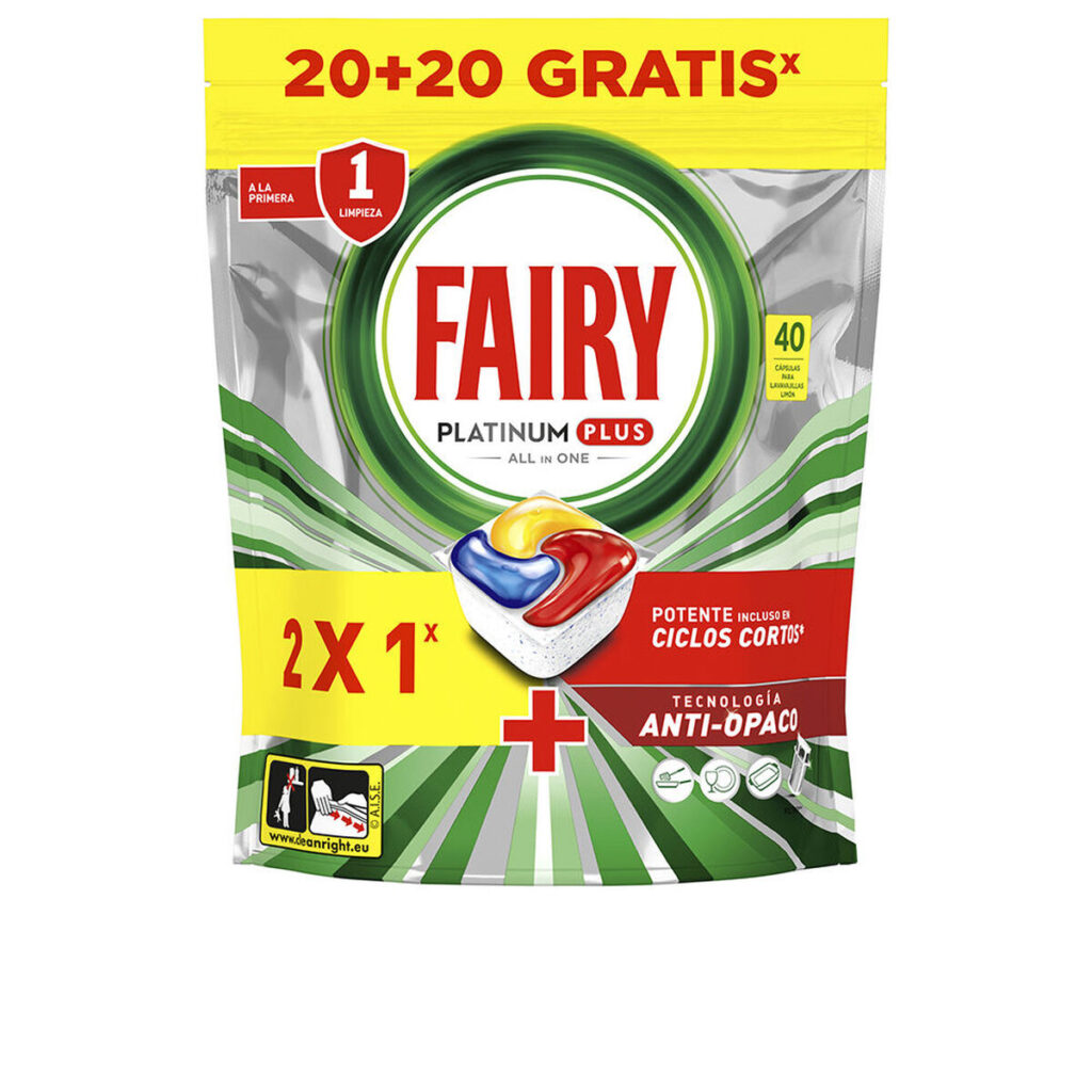 Ταμπλέτες για το Πλυντήριο Πιάτων Fairy FAIRY PLATINUM PLUS Λεμονί (40 Μονάδες)