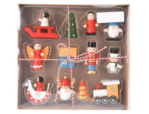 Vintage Ξύλινα Στολίδια Δέντρου  Wooden Hangdeco S12Pcs Tra(F1)