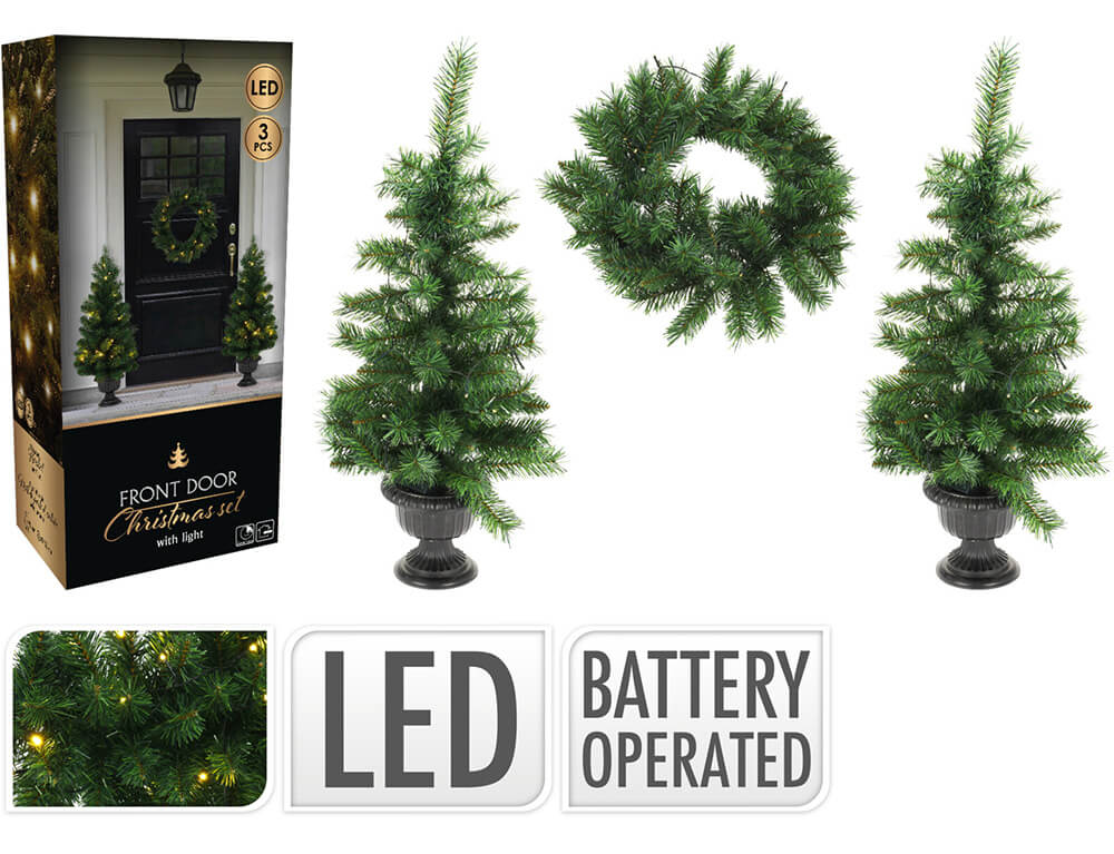 Χριστουγεννιάτικα Φωτεινά Στοιχεία Xmas Tree H &Amp; S Collection With Led Set Of 3Pcs 76