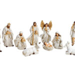 Χριστουγεννιάτικες Φιγούρες Nativity Figures Set Of 11, Poly, Antique White, (
