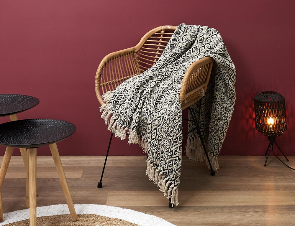 Κουβέρτες & Ριχτάρια Square Design Fringe Tribal Blanket 120X150Cm M6 T