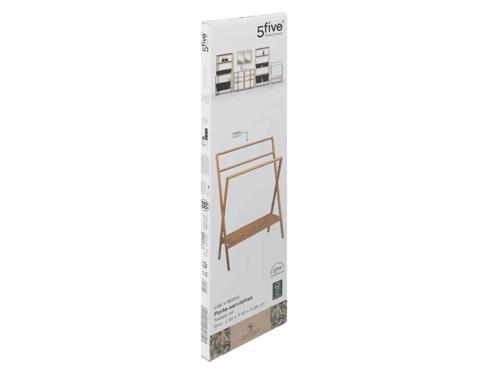 Κρεμάστρα Μπάνιου 5Five Bamboo - 60X36X94Cm