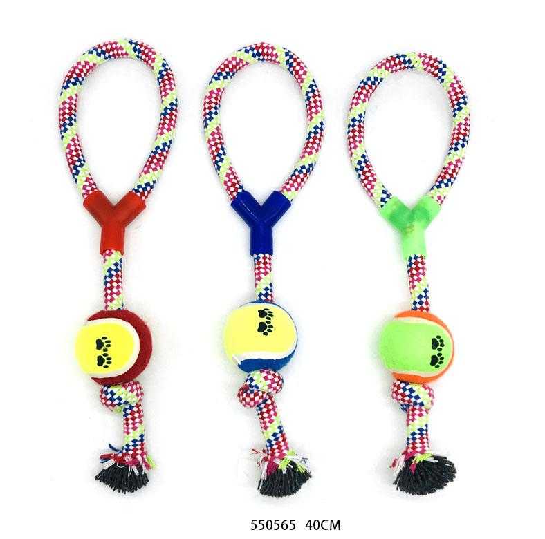 Παιχνίδι σκύλου σχοινί με μπάλα - 40cm - 12pcs - 550565