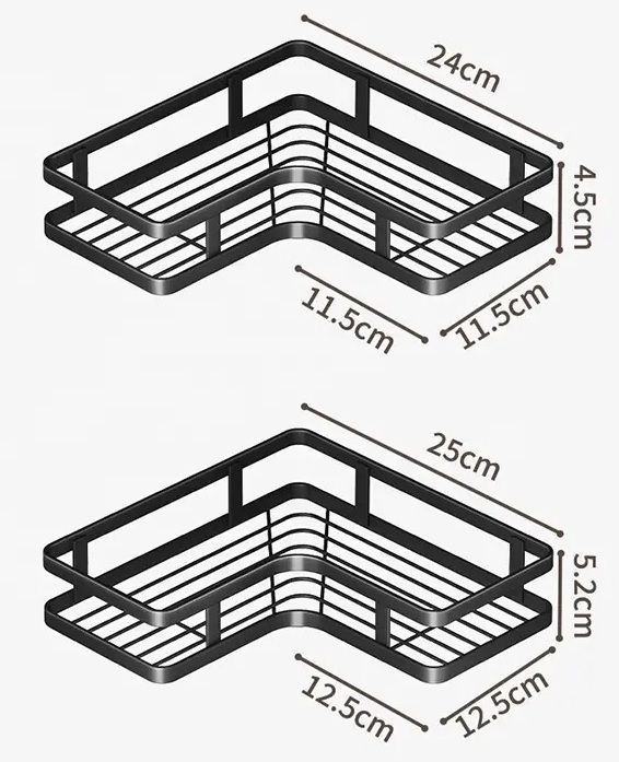 Σετ επιτοίχια γωνιακά ράφια μπάνιου - 5pcs - 2152-1 - 170134 - Black