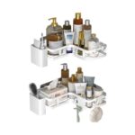 Σετ επιτοίχια γωνιακά ράφια μπάνιου - 5pcs - 2152-1 - 170134 - White
