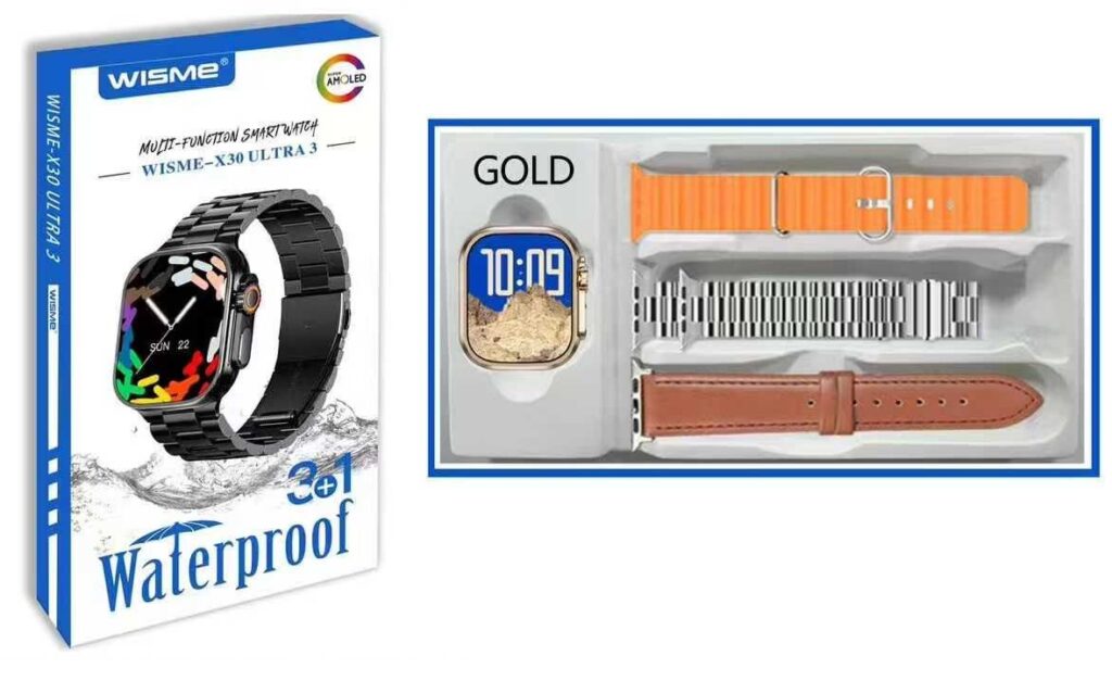 Σετ Smartwatch με 3 λουράκια - WISME-X30 - 750278 - Orange