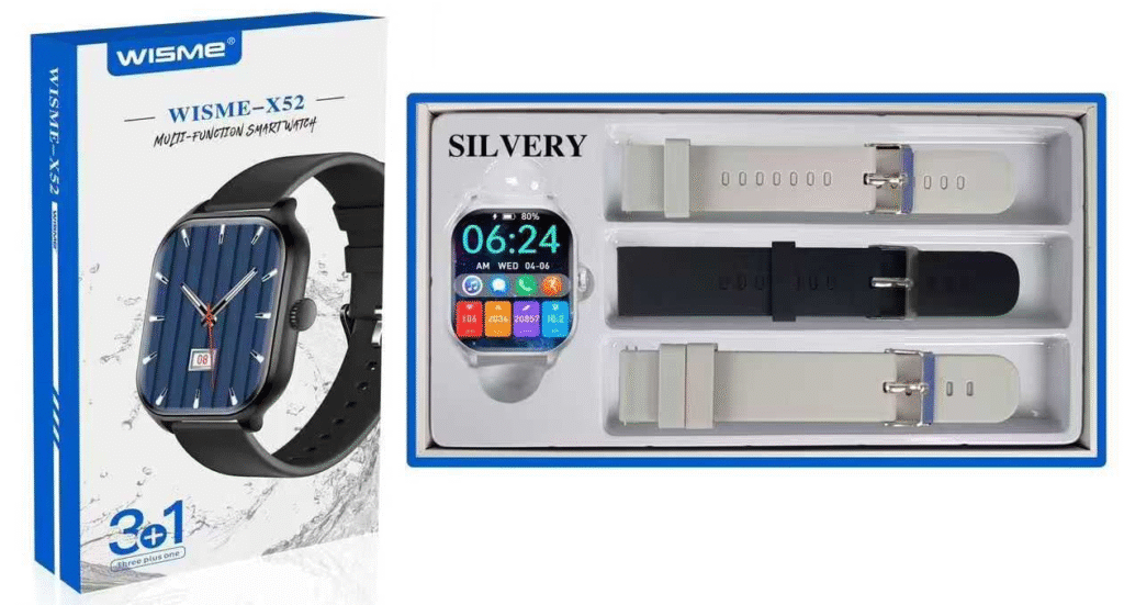 Σετ Smartwatch με 3 λουράκια - WISME-X52 - 750612 - Silver