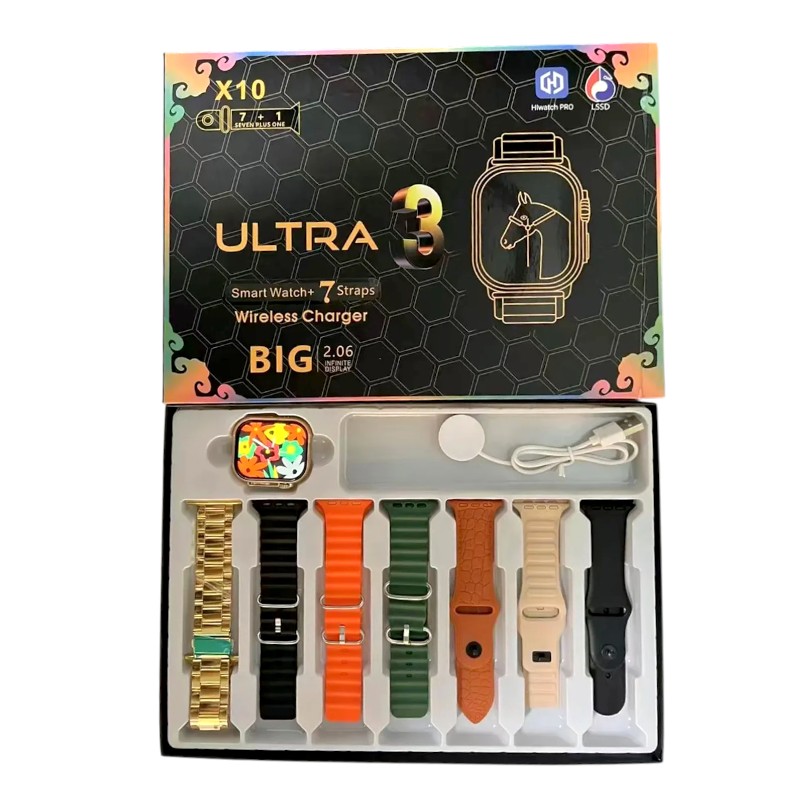 Σετ Smartwatch με 7 λουράκια - X10 ULTRA3 - 814185