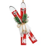 Vintage Ξύλινα Στολίδια Δέντρου  Christmas Hanger Skis Of Wood, Plastic, Plush Natu