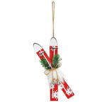 Vintage Ξύλινα Στολίδια Δέντρου  Christmas Hanger Skis Of Wood, Plastic, Plush Natu