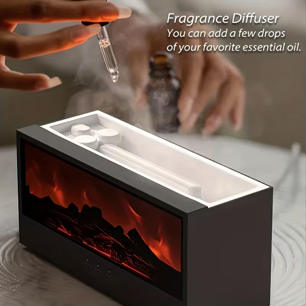 Υγραντήρας χώρου με εφέ φλόγας - 626286 - Black
