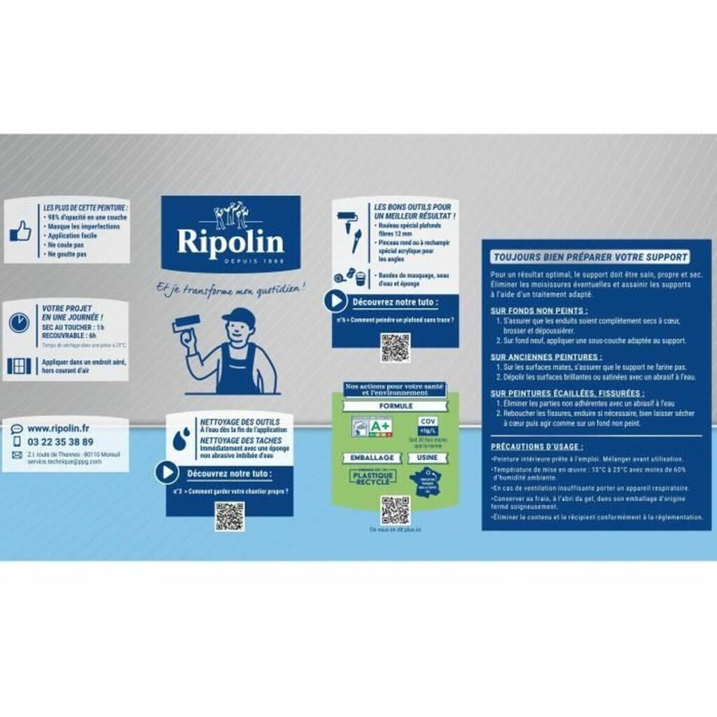 Ζωγραφική Ripolin Λευκό Ματ 750 ml 4 L 10 L