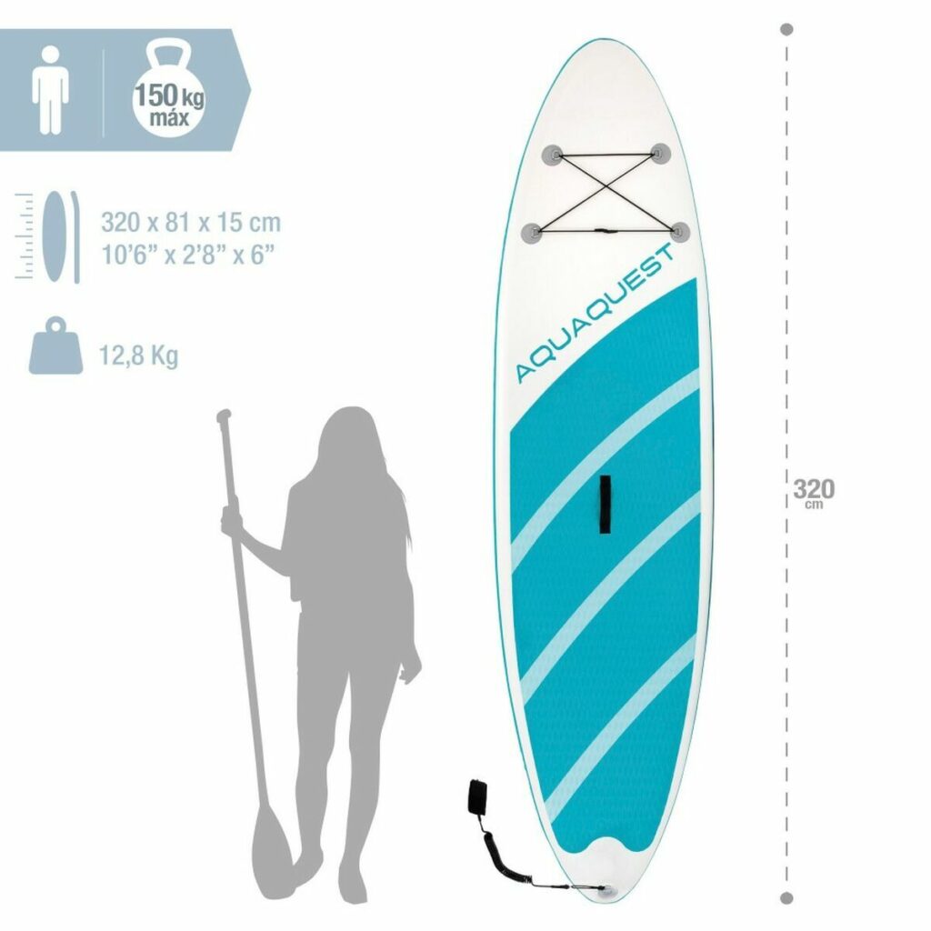Φουσκωτή Κυματοσανίδα Paddle Surf με Αξεσουάρ Intex Aqua Quest Μπλε Λευκό