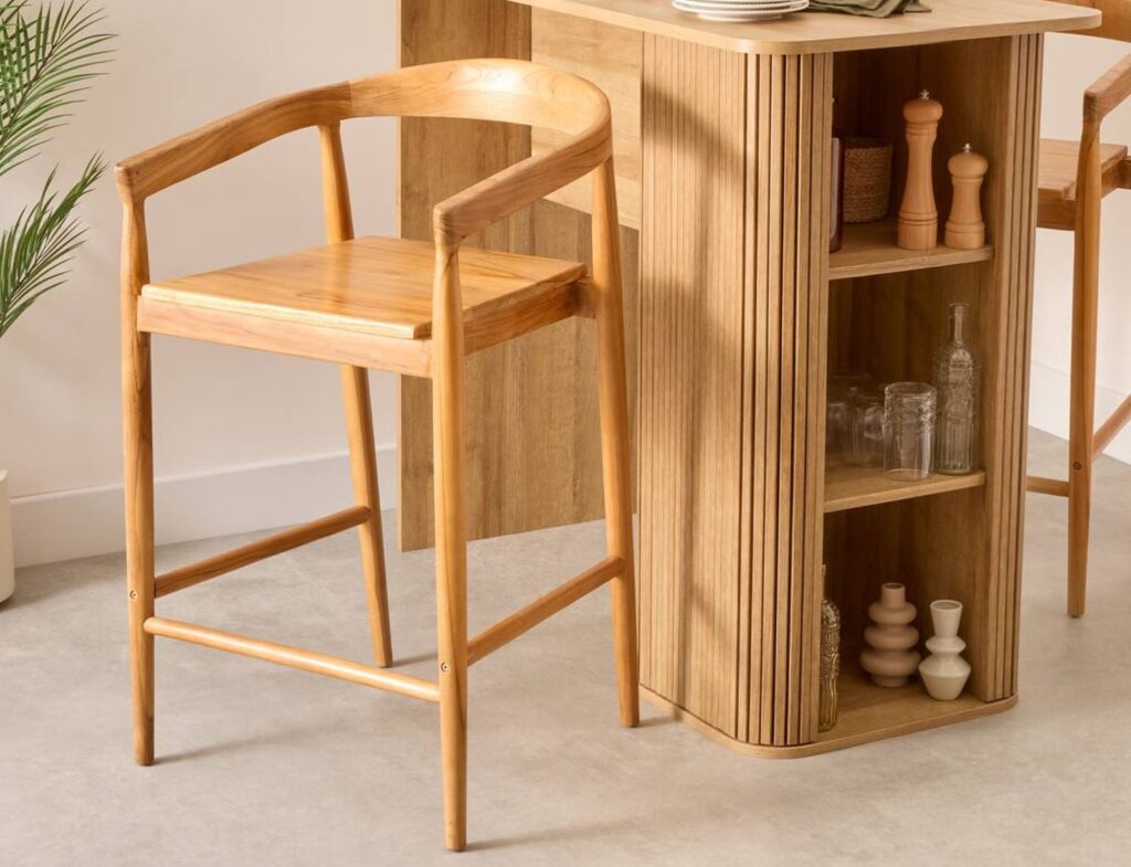 Καρέκλες & Πολυθρόνες Miyako Teak Bar Stool Sh70 Atmosphera 207342A