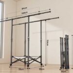 Πτυσσόμενη κρεμάστρα δαπέδου & απλώστρα ρούχων τροχήλατη - SG202602 - 282210 - Black