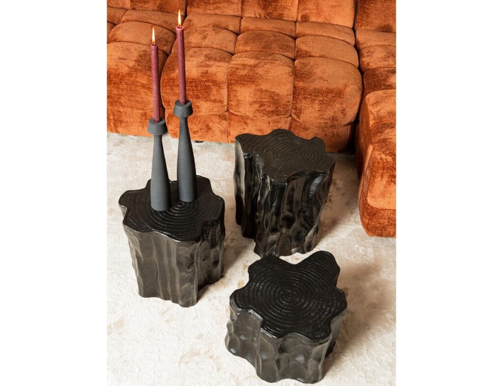 Τραπεζάκια Σαλονιού Ptmd Side Table Fennah Tree Trunk Aluminium Black