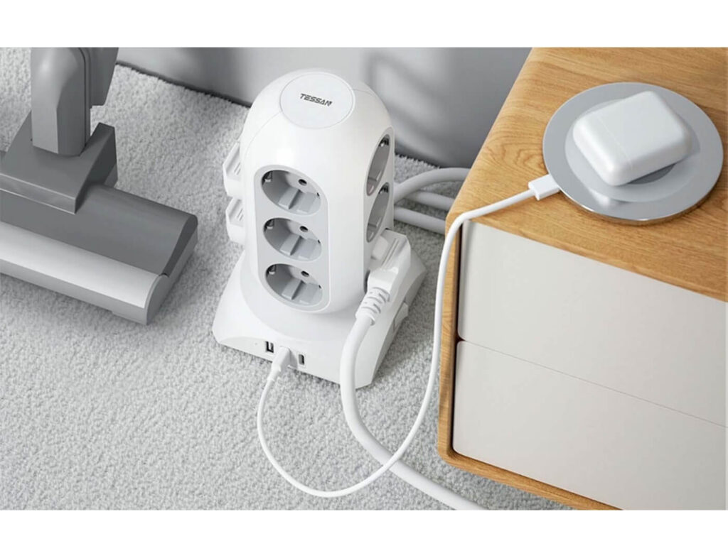 Πολύμπριζα 15 In 1 Tower Surge Protector Tessan 25W 12Xschuko