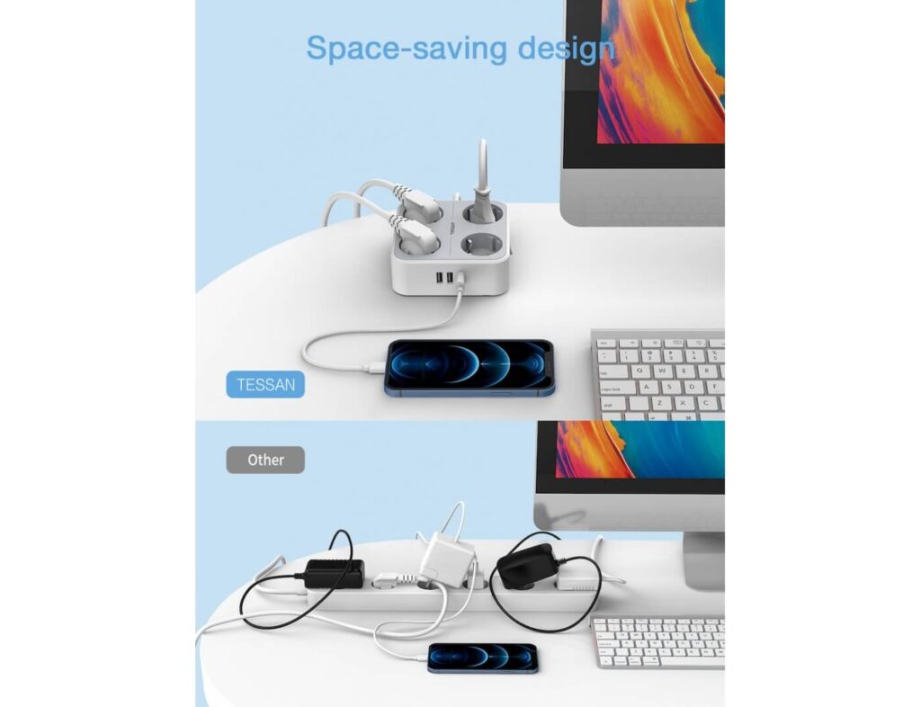 Πολύμπριζα Power Strip Tessan 7 In 1  Ts-302-C