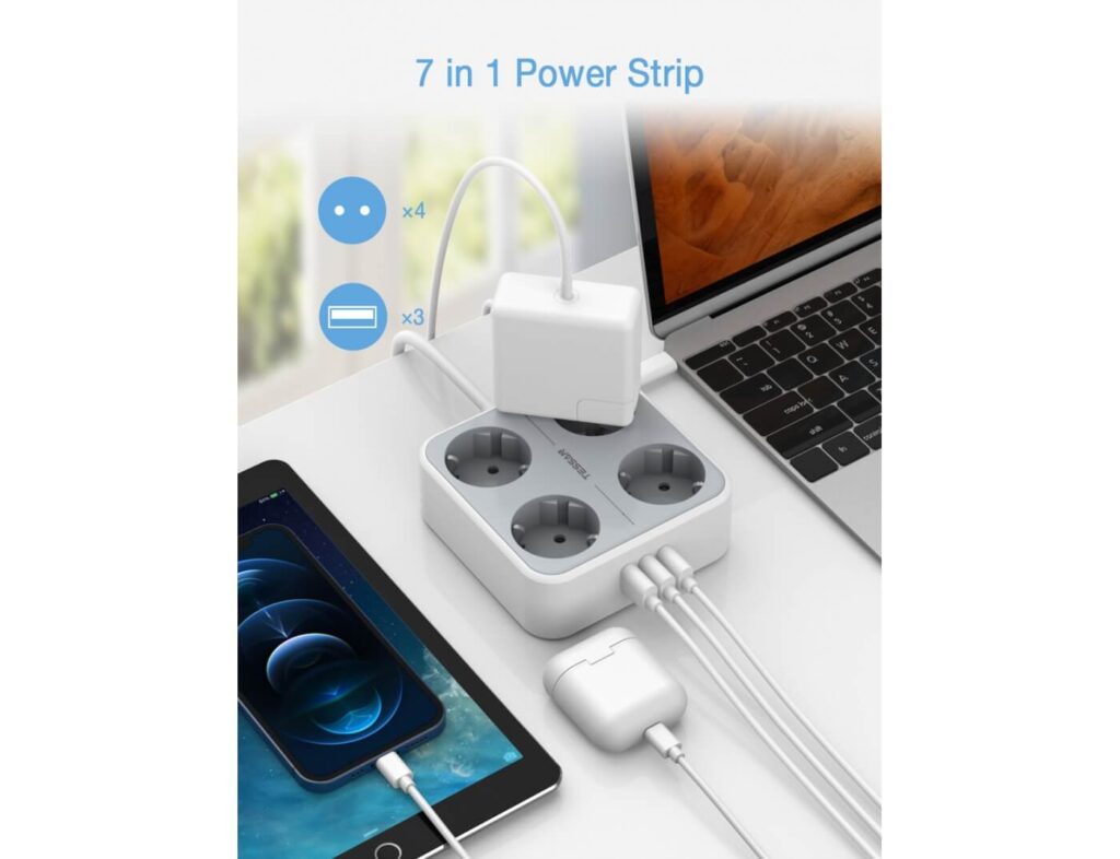 Πολύμπριζα Power Strip Tessan 7 In 1  Ts-302-C