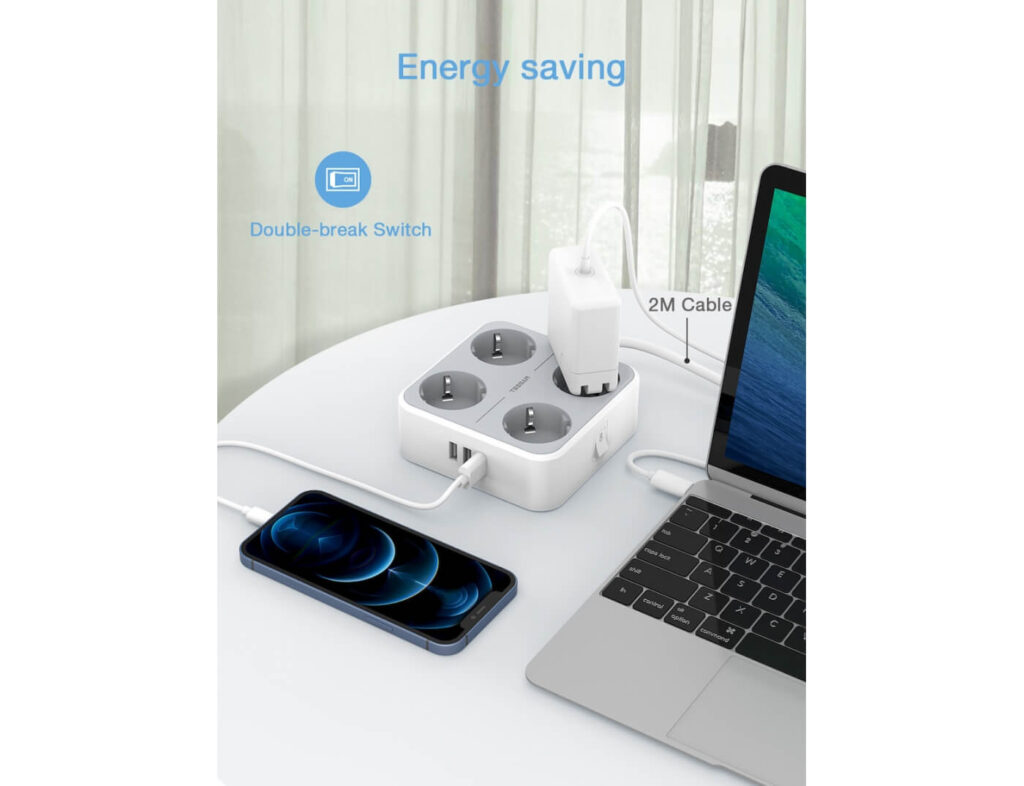 Πολύμπριζα Power Strip Tessan 7 In 1  Ts-302-C